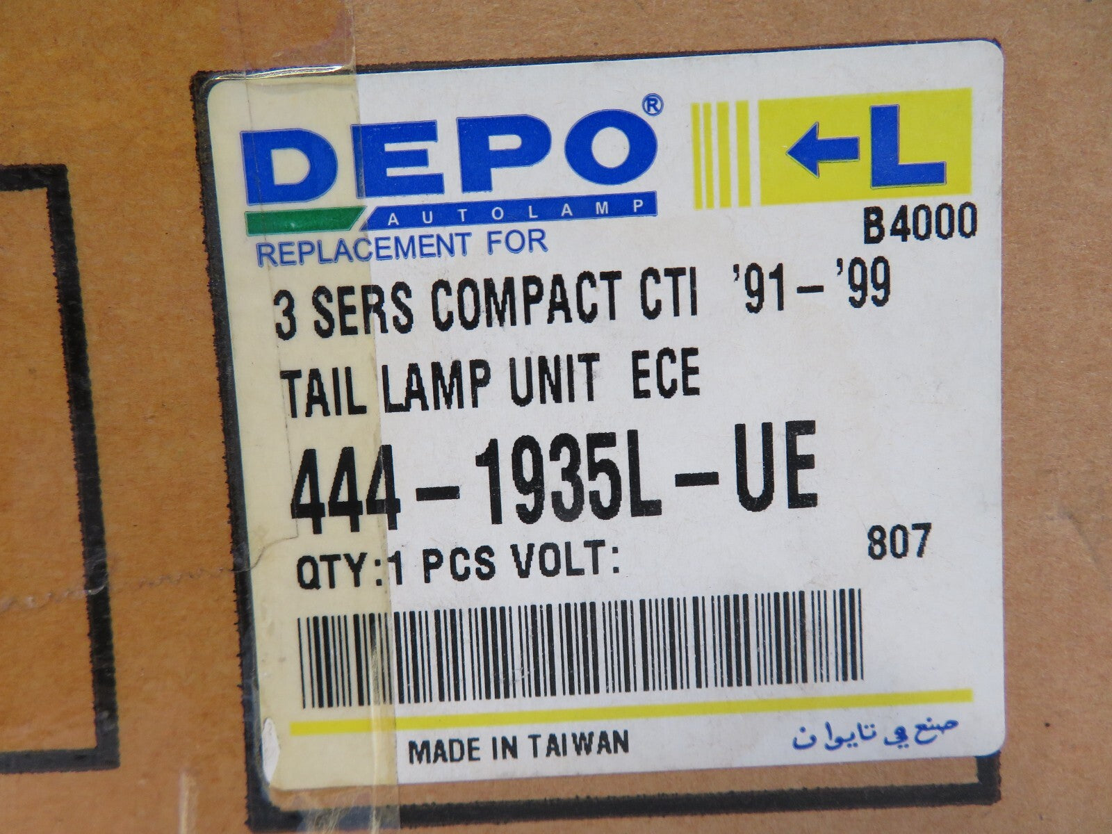 NS PASSENGER REAR LIGHT LH DEPO 444-1935L-UE FOR BMW 3 SERIES COMPACT 1991-1999