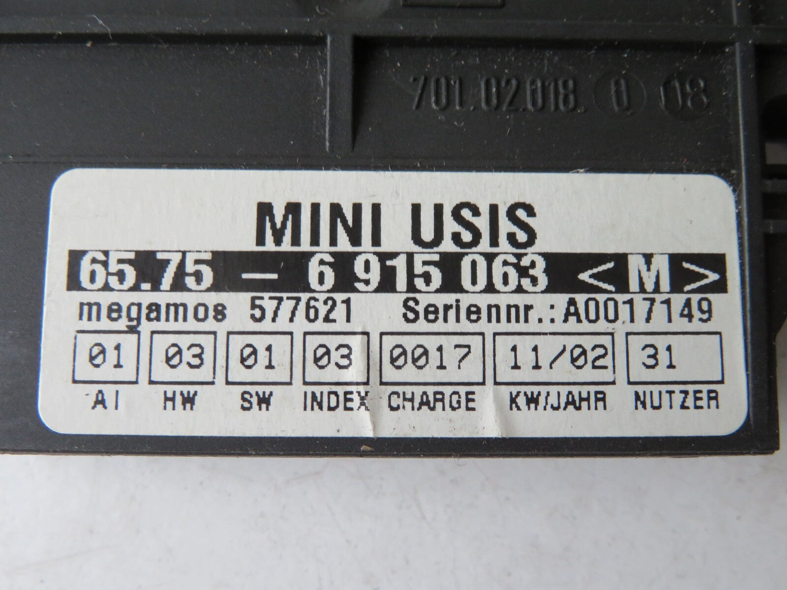 BMW MINI COOPER R50 ROOF ALARM SENSOR 6915063 2000-2006 A0925-15