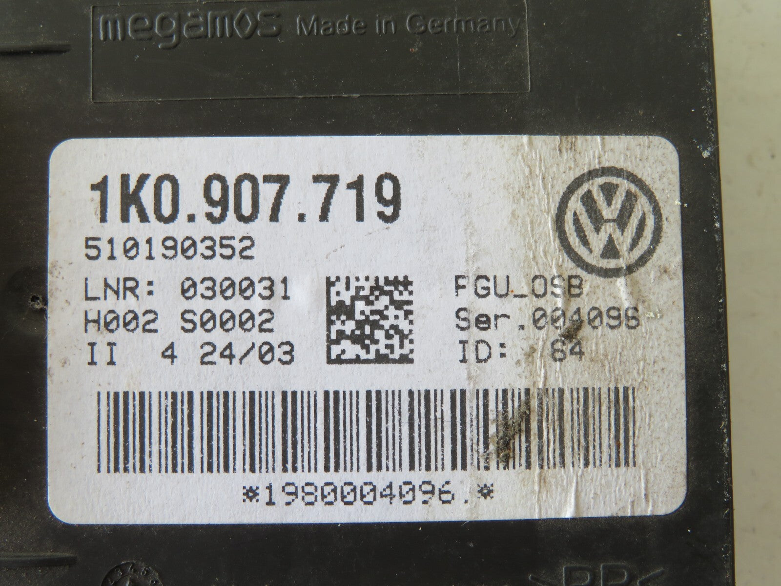 AUDI A3 8P ANTI THEFT ALARM MODULE 1k0907719 2003-2008 AMS1417