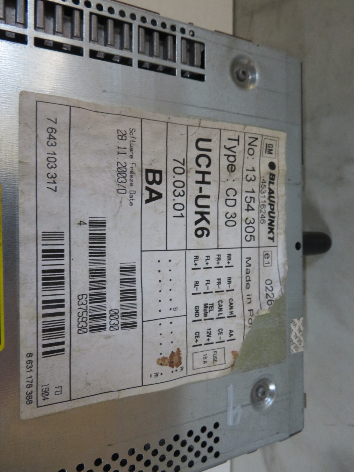 VAUXHALL ASTRA H RADIO CD HEAD UNIT 13154305 2001-2014 MIX1500-9