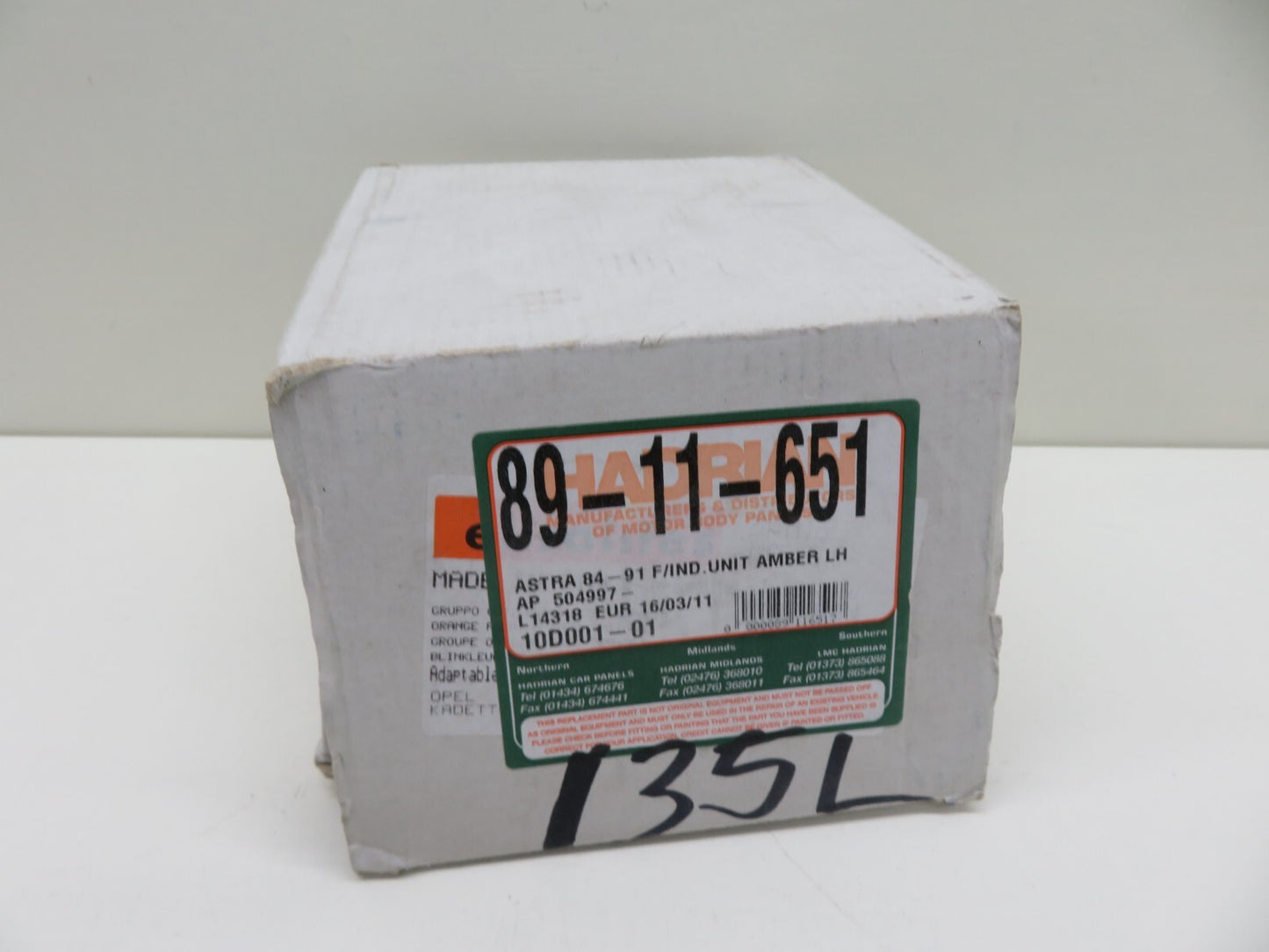 NS PASSENGER FRONT INDICATOR LIGHT FOR VAUXHALL ASTRA 1984-1991 135L