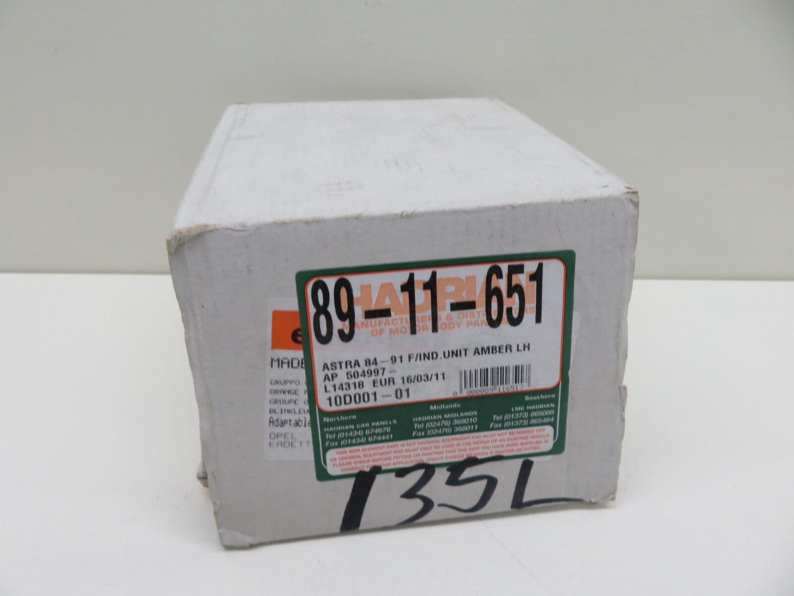 NS PASSENGER FRONT INDICATOR LIGHT FOR VAUXHALL ASTRA 1984-1991 135L