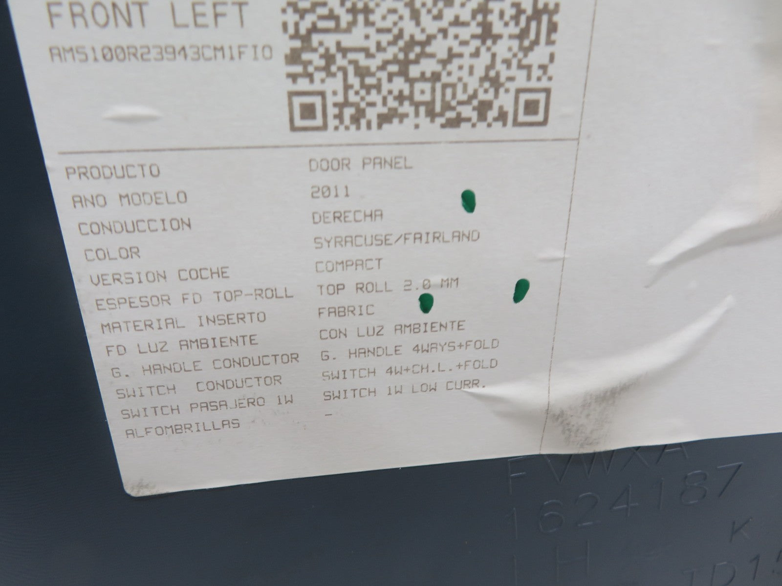 FORD C MAX NSF FRONT PASSENGER INTERIOR DOOR CARD 2010-2015