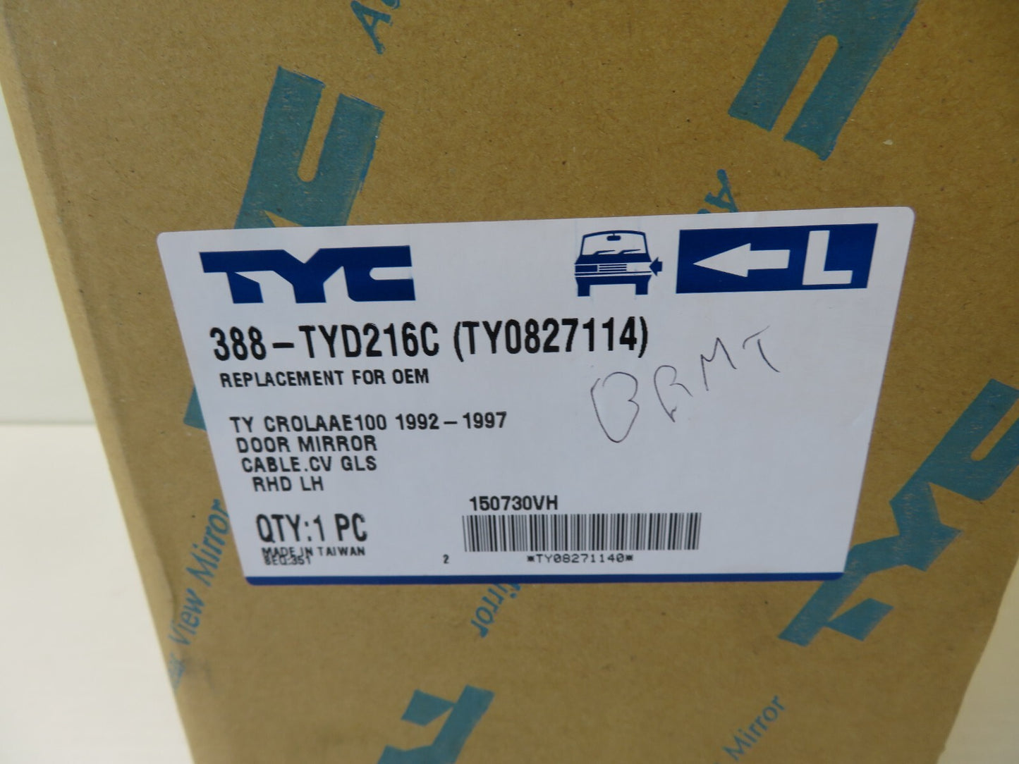 NS PASSENGER LH DOOR WING MIRROR FOR TOYOTA COROLLA TY0827114 1992-1997 BRMT